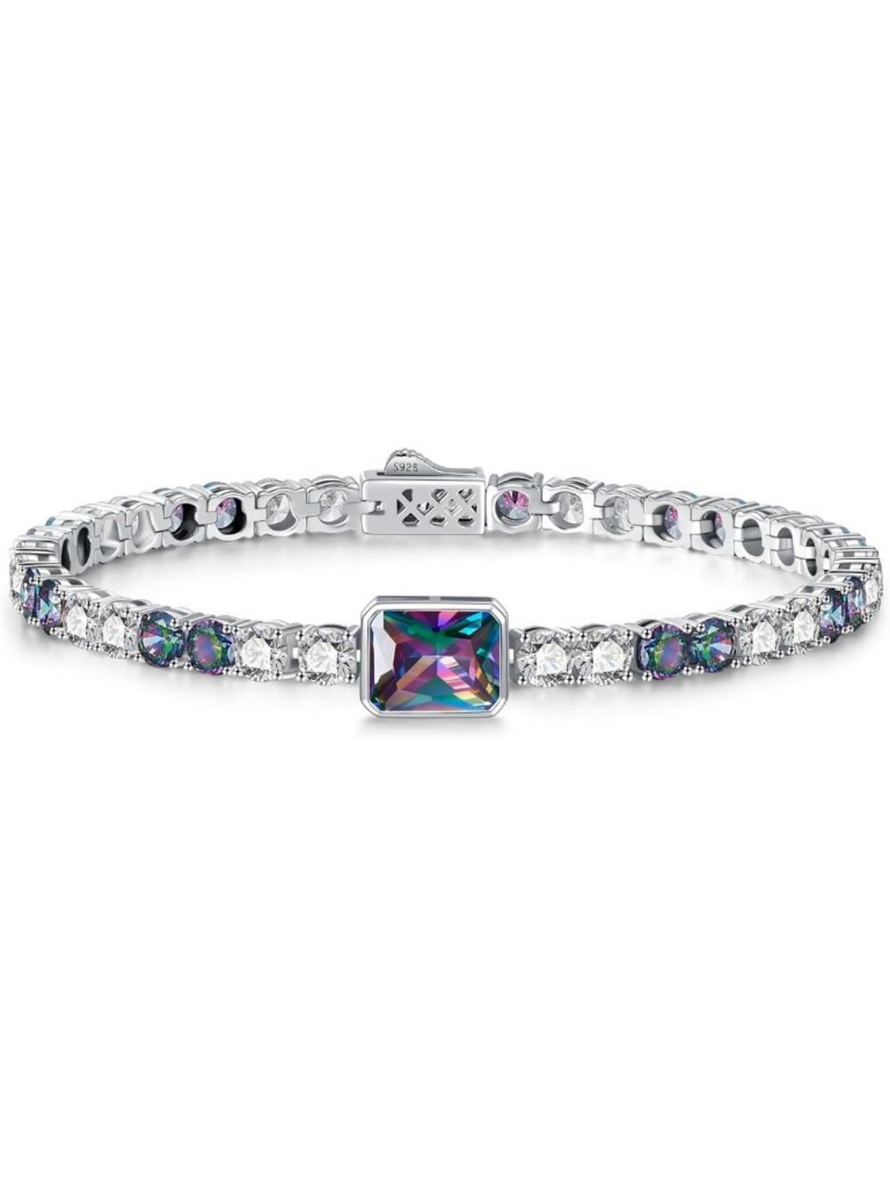 Radiant Cut Birthstone Tennis Bracelet for Women | 4CT Sterling Silver Gift, 7